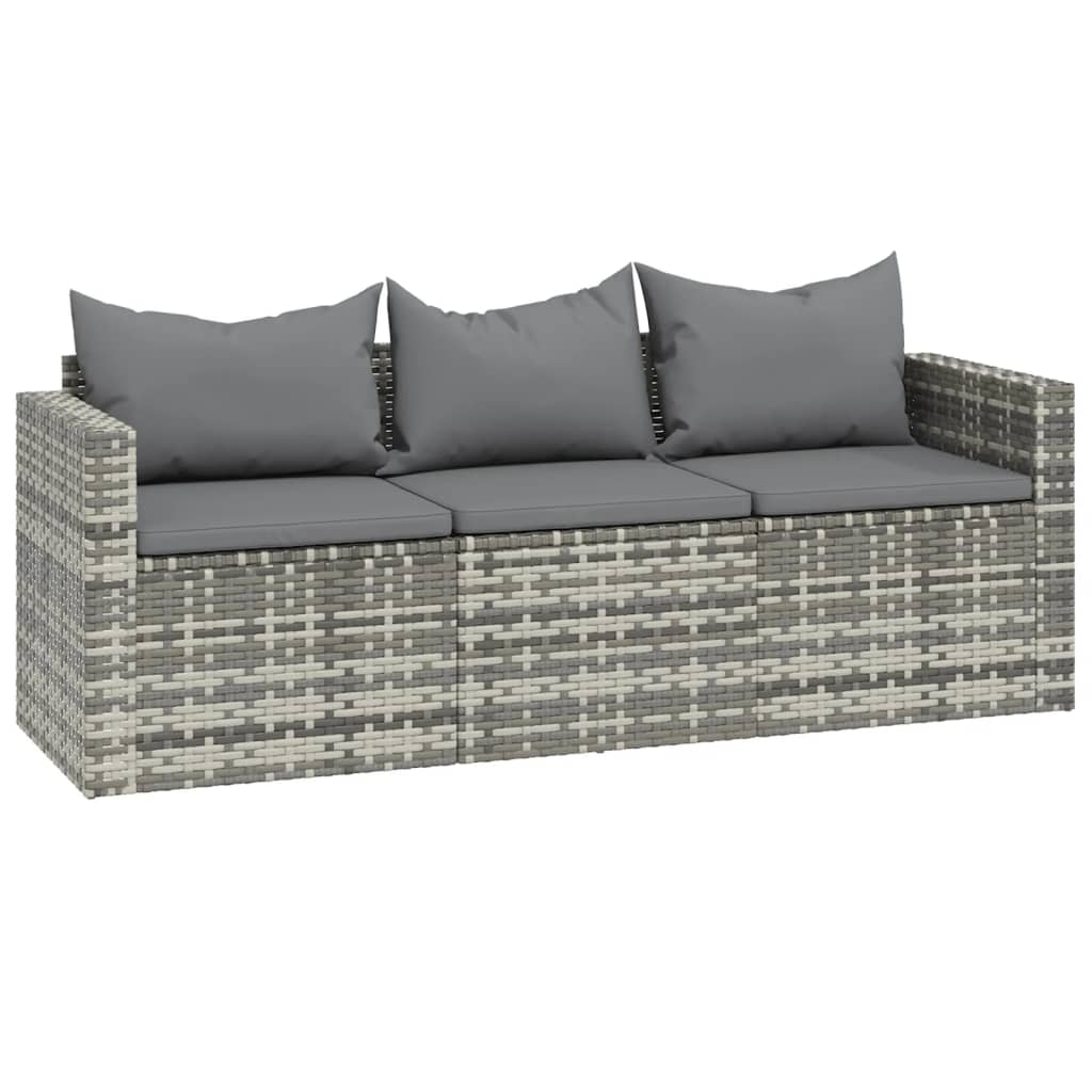 Salon de jardin 3 pcs avec coussins Gris Résine tressée - XIOS