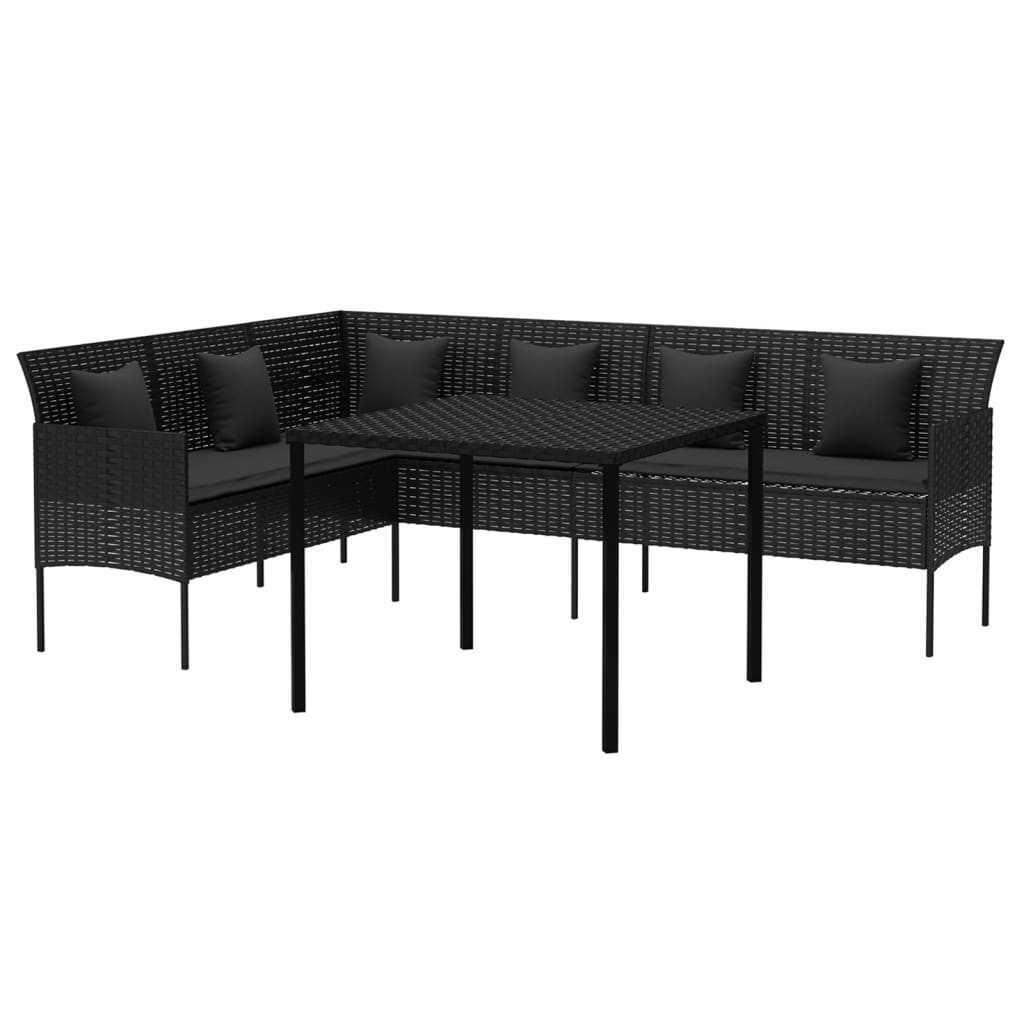Ensemble à manger de jardin coussins 2pcs noir résine tressée - XIOS