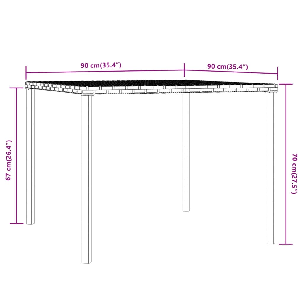 Ensemble à manger de jardin coussins 2pcs noir résine tressée - XIOS