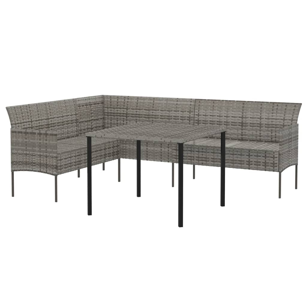 Ensemble à manger de jardin et coussins 2 pcs gris rotin - XIOS