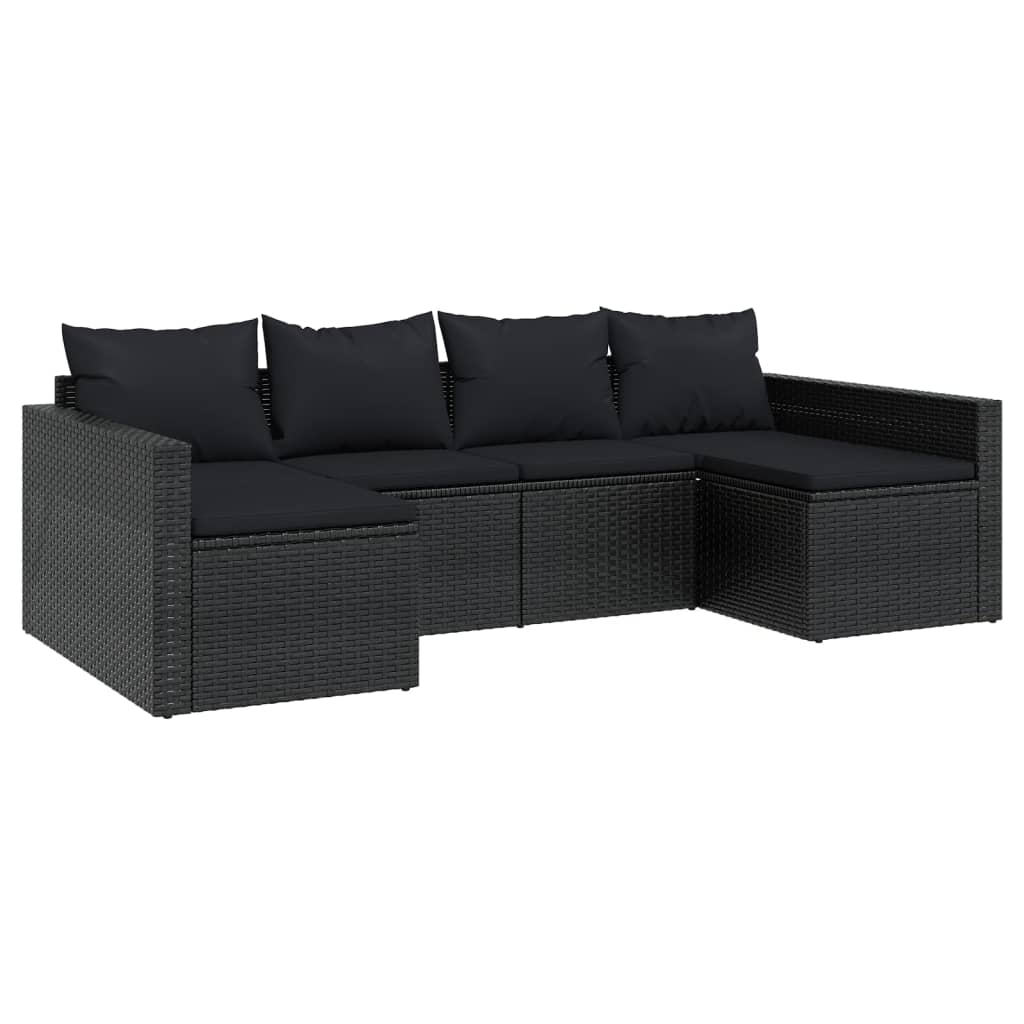 Salon de jardin 2 pcs avec coussins Noir Résine tressée - XIOS
