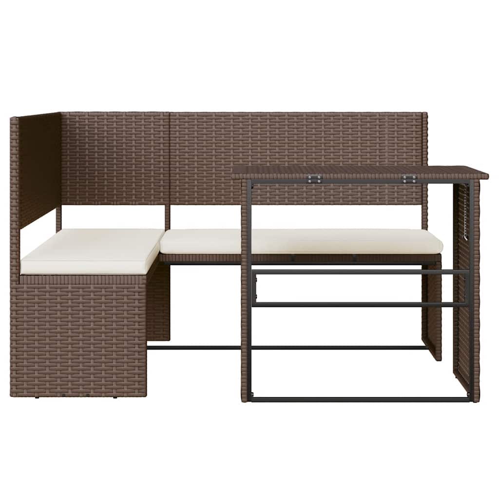 Canapé de jardin avec table et coussins en forme de L marron - XIOS