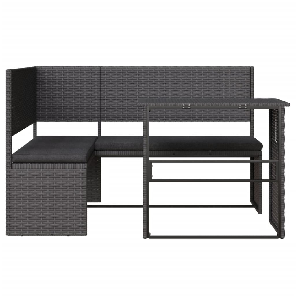 Canapé de jardin avec table et coussins en forme de L noir - XIOS