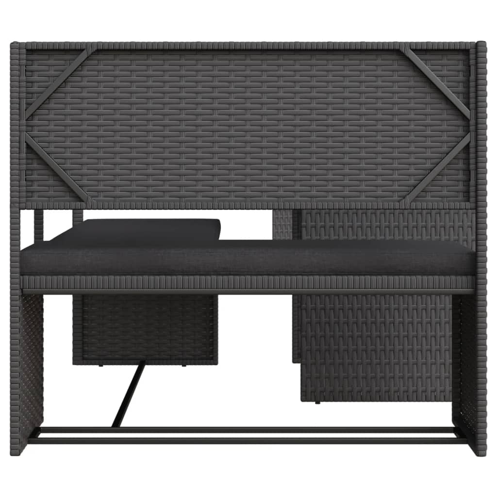 Canapé de jardin avec table et coussins en forme de L noir - XIOS
