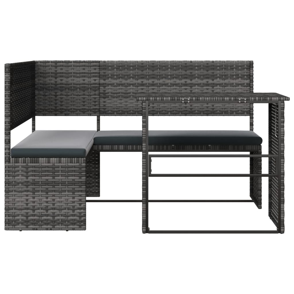 Canapé de jardin avec table et coussins en forme de L gris - XIOS