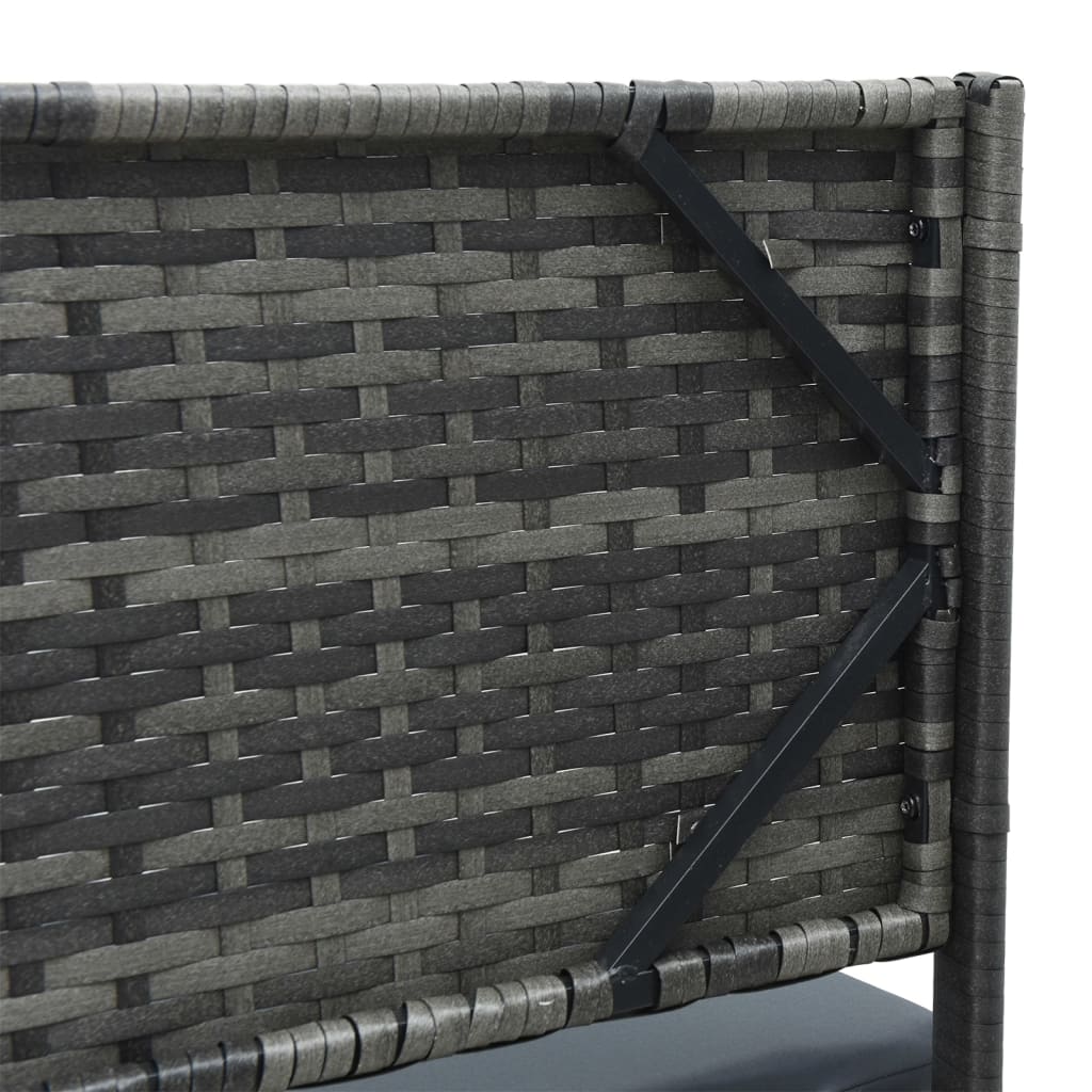 Canapé de jardin avec table et coussins en forme de L gris - XIOS