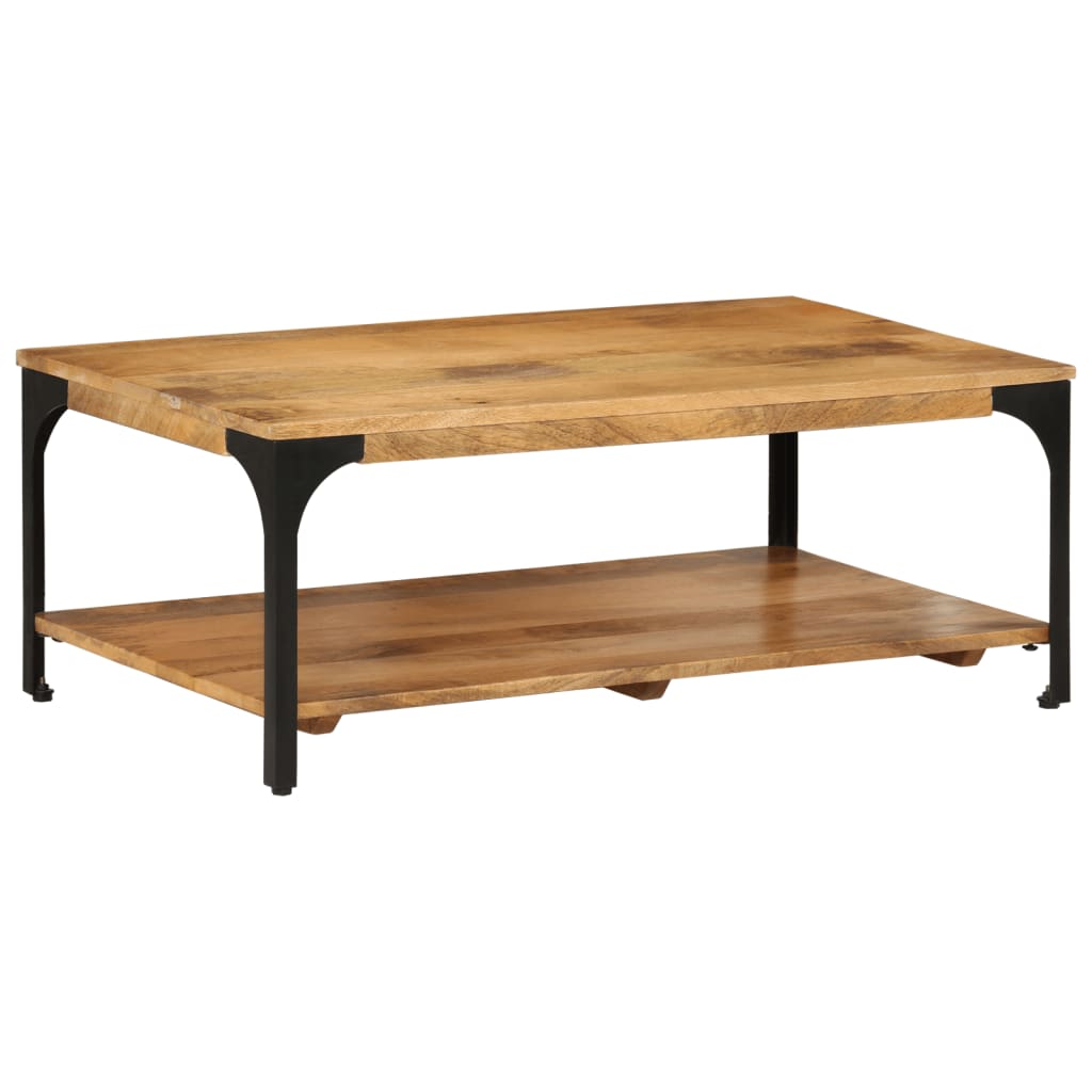 Table basse 2 niveaux 100x55x38cm bois manguier massif et acier - XIOS