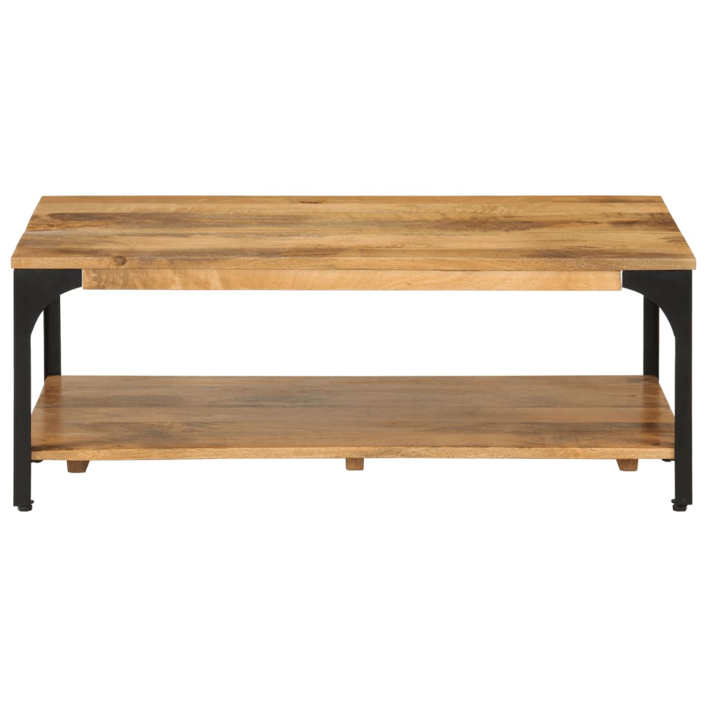 Table basse 2 niveaux 100x55x38cm bois manguier massif et acier - XIOS