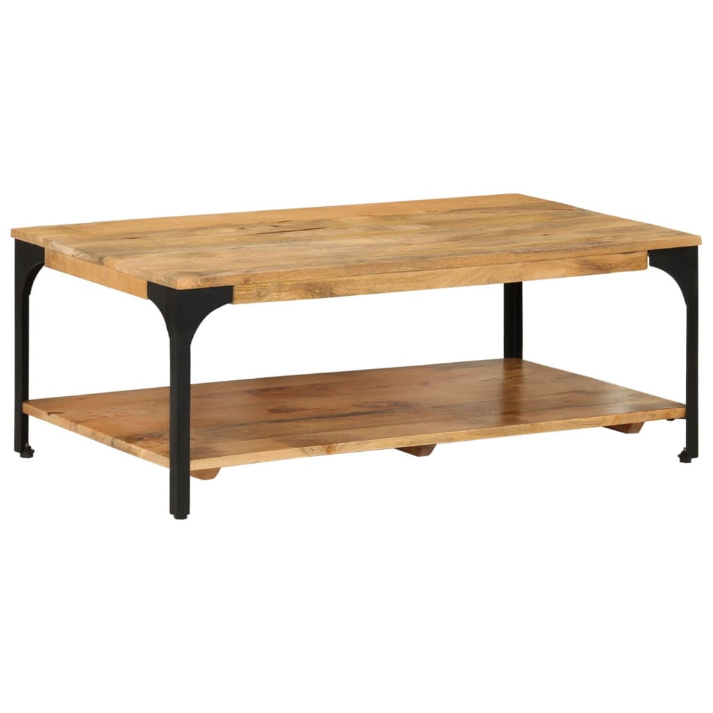Table basse 2 niveaux 100x55x38cm bois manguier massif et acier - XIOS