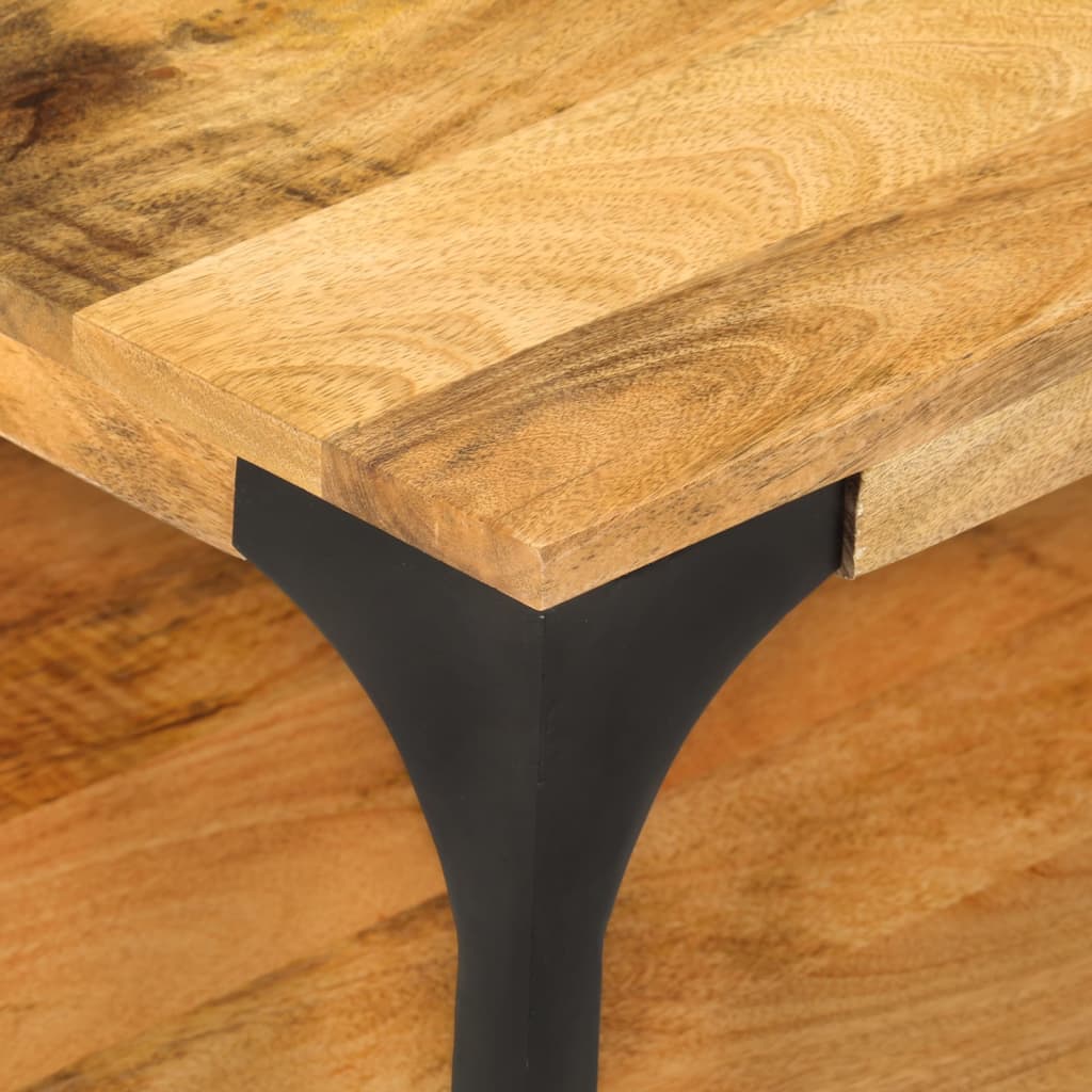Table basse 2 niveaux 100x55x38cm bois manguier massif et acier - XIOS