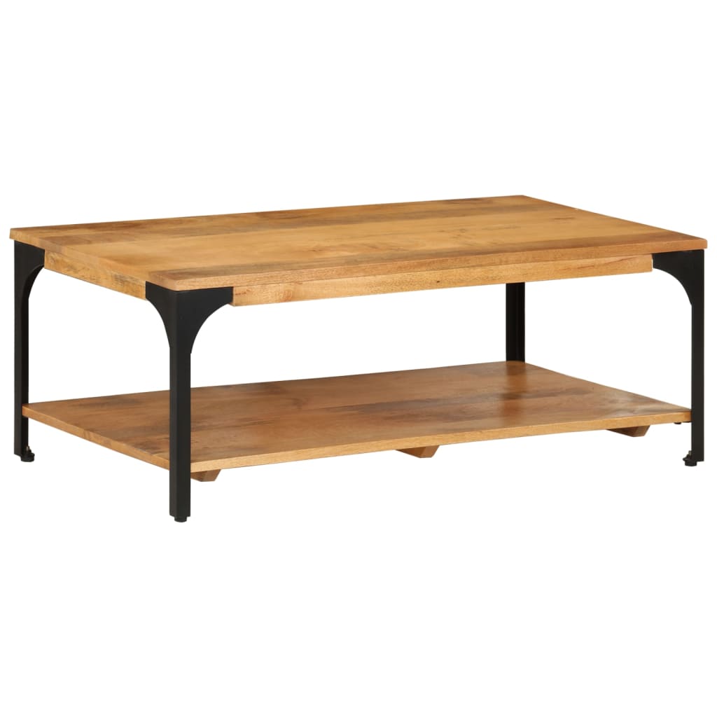 Table basse 2 niveaux 100x55x38cm bois manguier massif et acier - XIOS