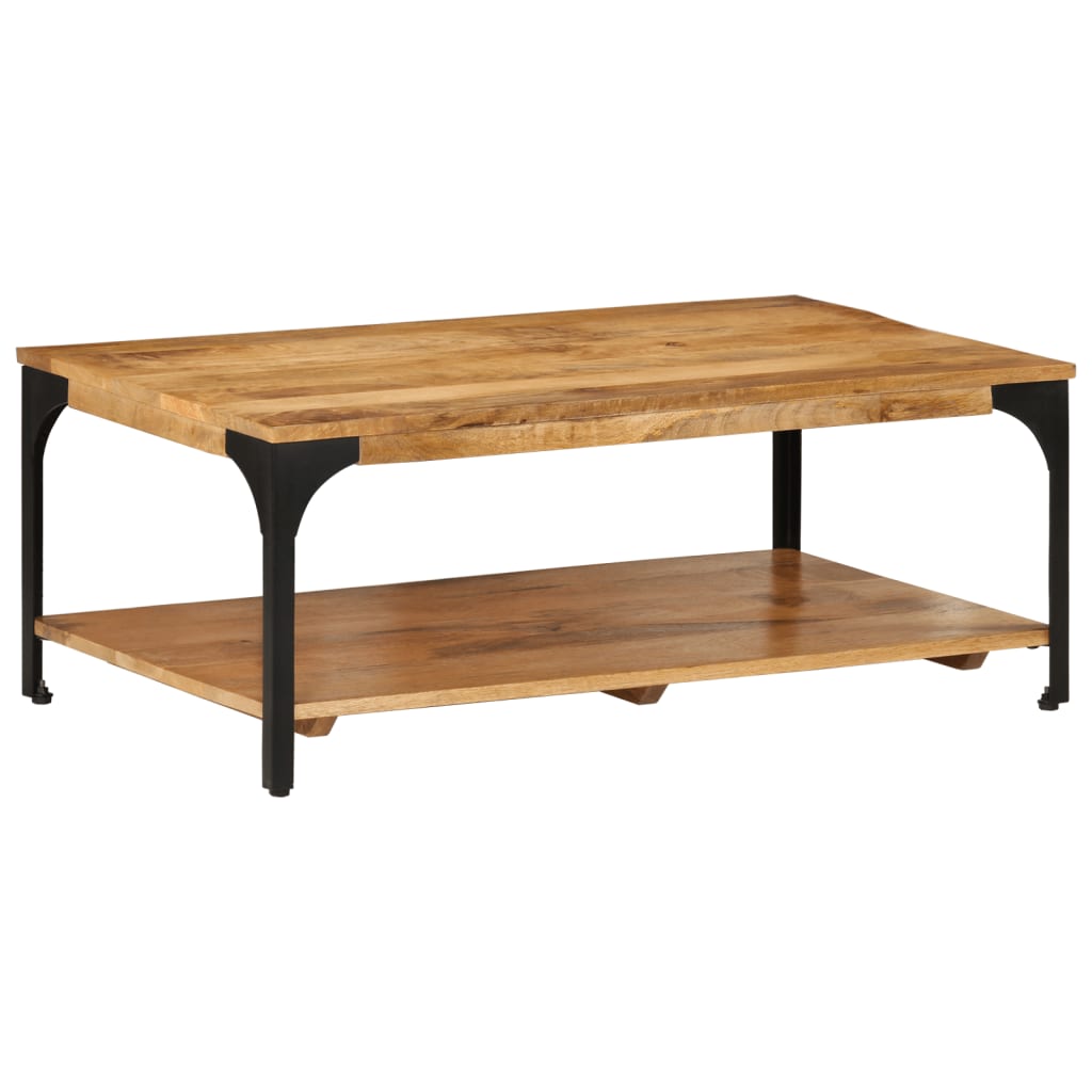 Table basse 2 niveaux 100x55x38cm bois manguier massif et acier - XIOS