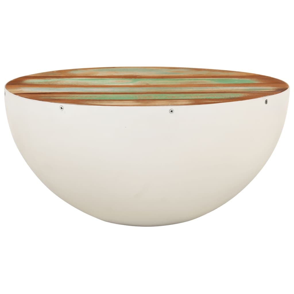 Table basse en forme de bol blanc bois de récupération massif - XIOS