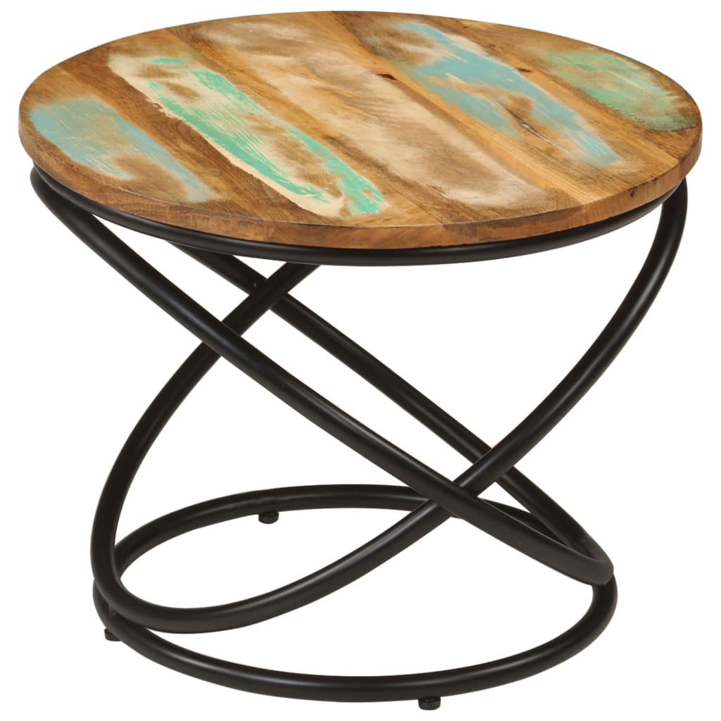 Table basse Ø50x40 cm bois de récupération massif et acier - XIOS