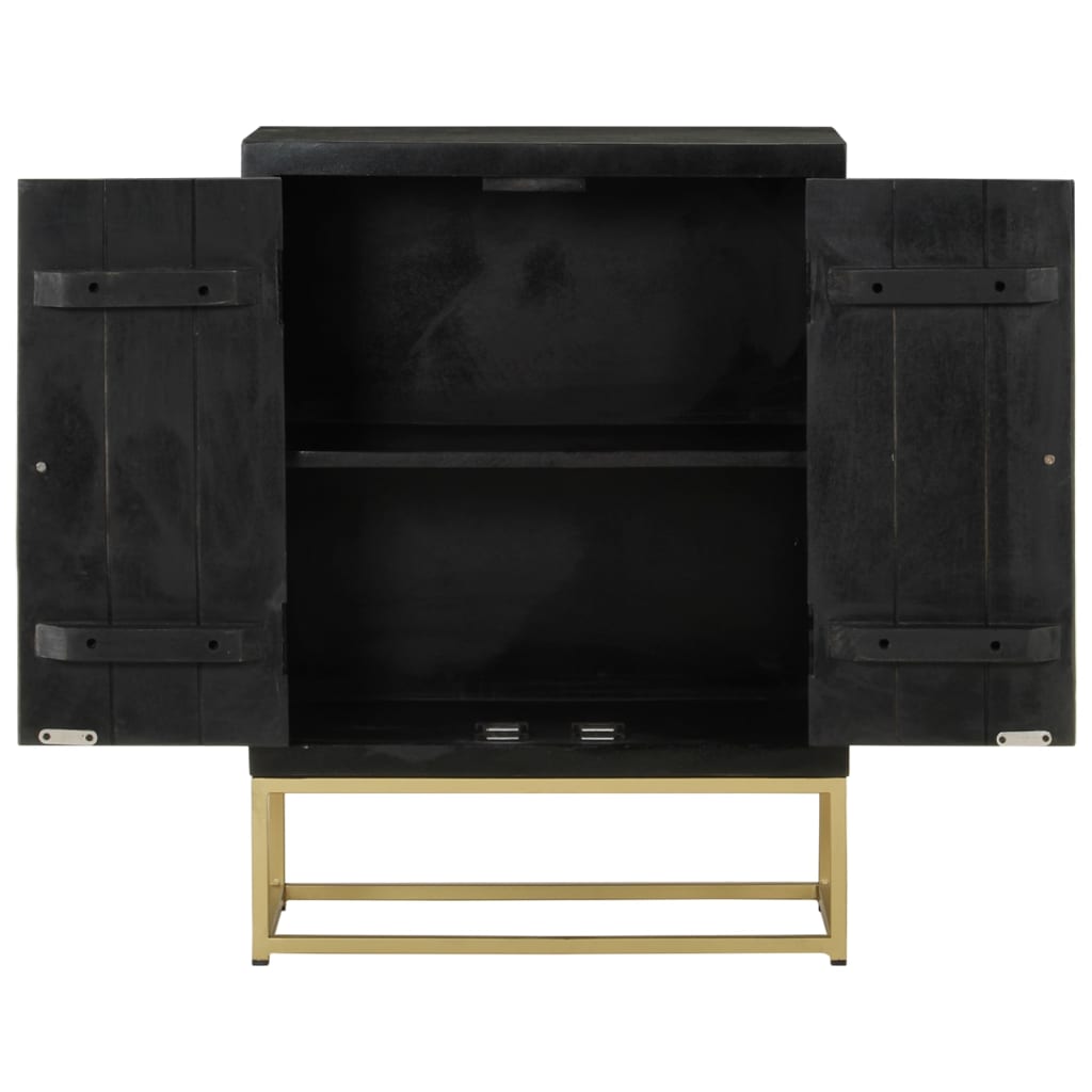 Buffet avec 2 portes noir et doré 55x30x75 cm manguier - XIOS