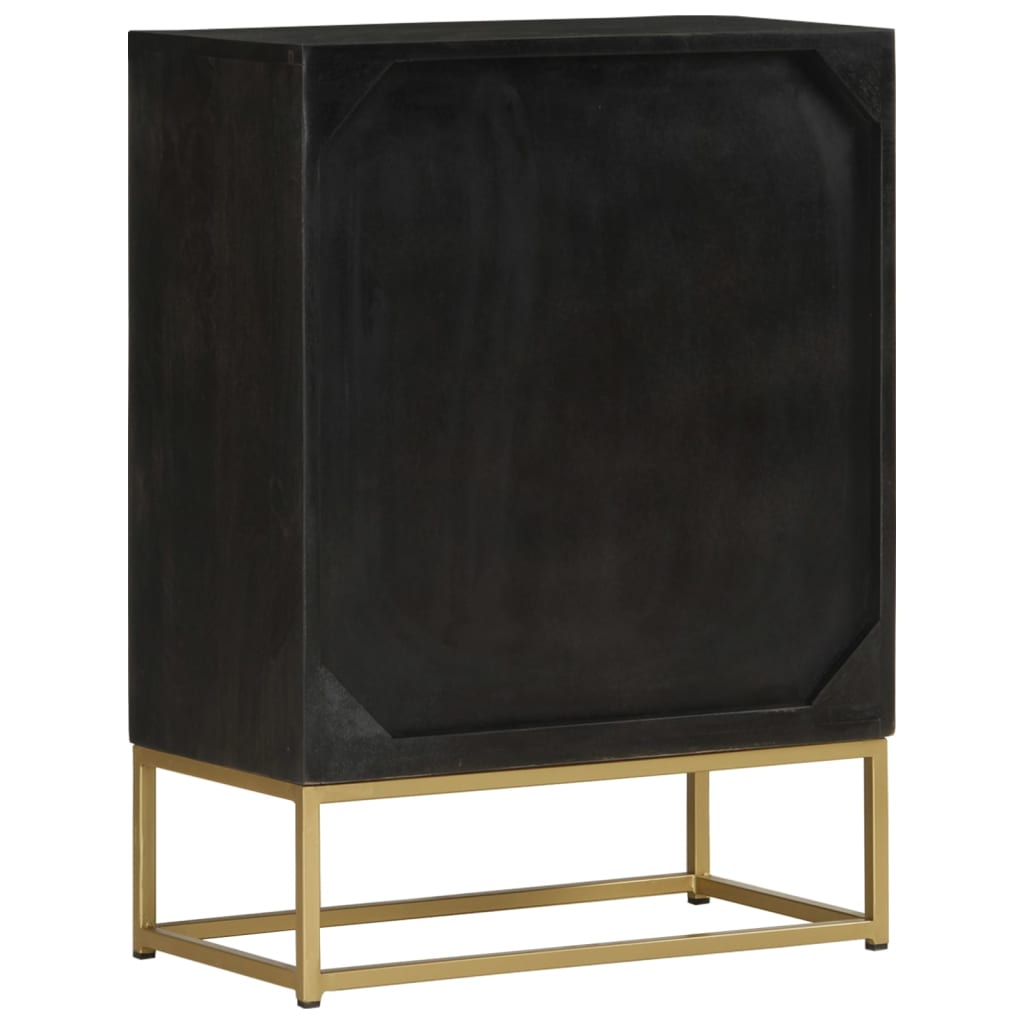 Buffet avec 2 portes noir et doré 55x30x75 cm manguier - XIOS