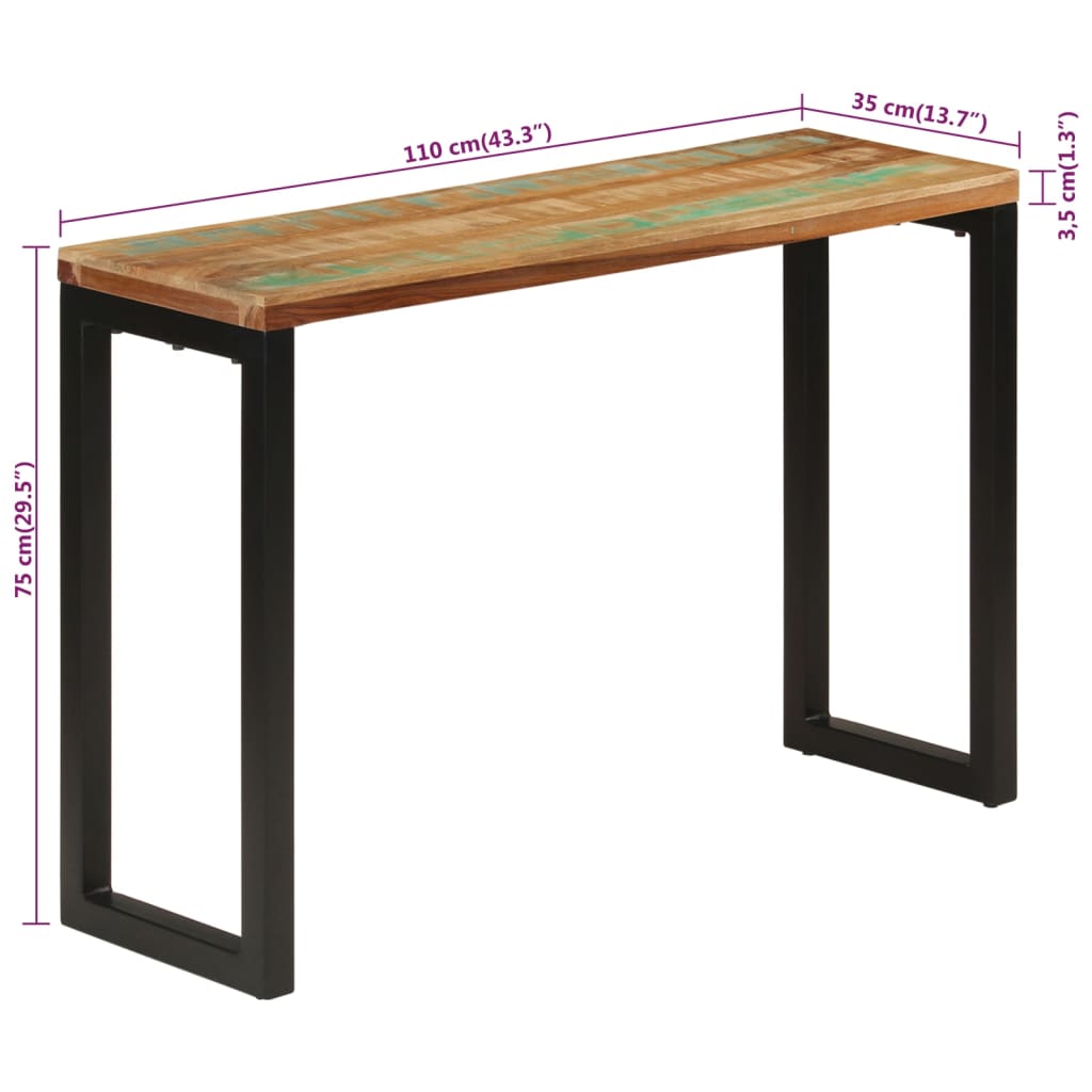 Table console 110x35x75 cm bois massif de récupération - XIOS