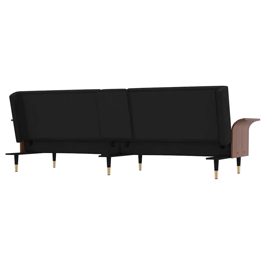 Canapé-lit avec porte-gobelets noir velours - XIOS
