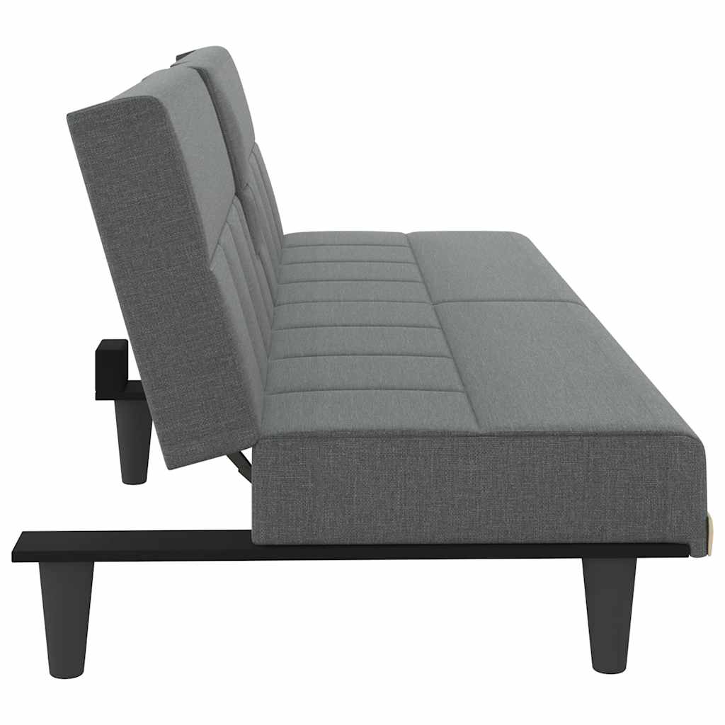 Canapé-lit avec porte-gobelets gris foncé tissu - XIOS