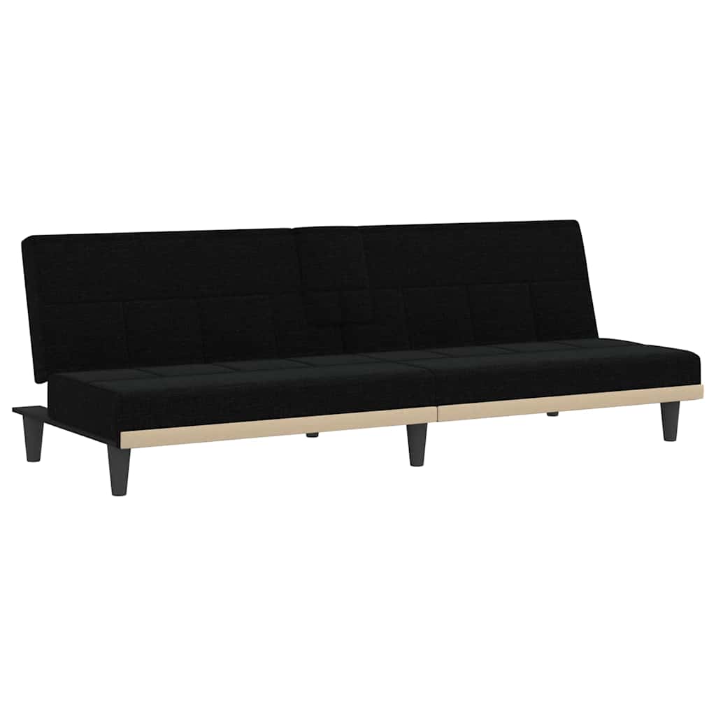 Canapé-lit avec porte-gobelets noir tissu - XIOS