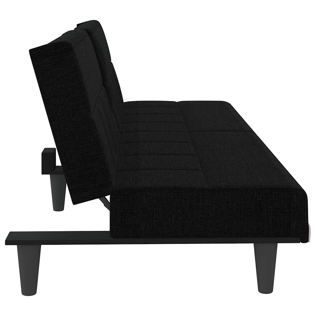 Canapé-lit avec porte-gobelets noir tissu - XIOS
