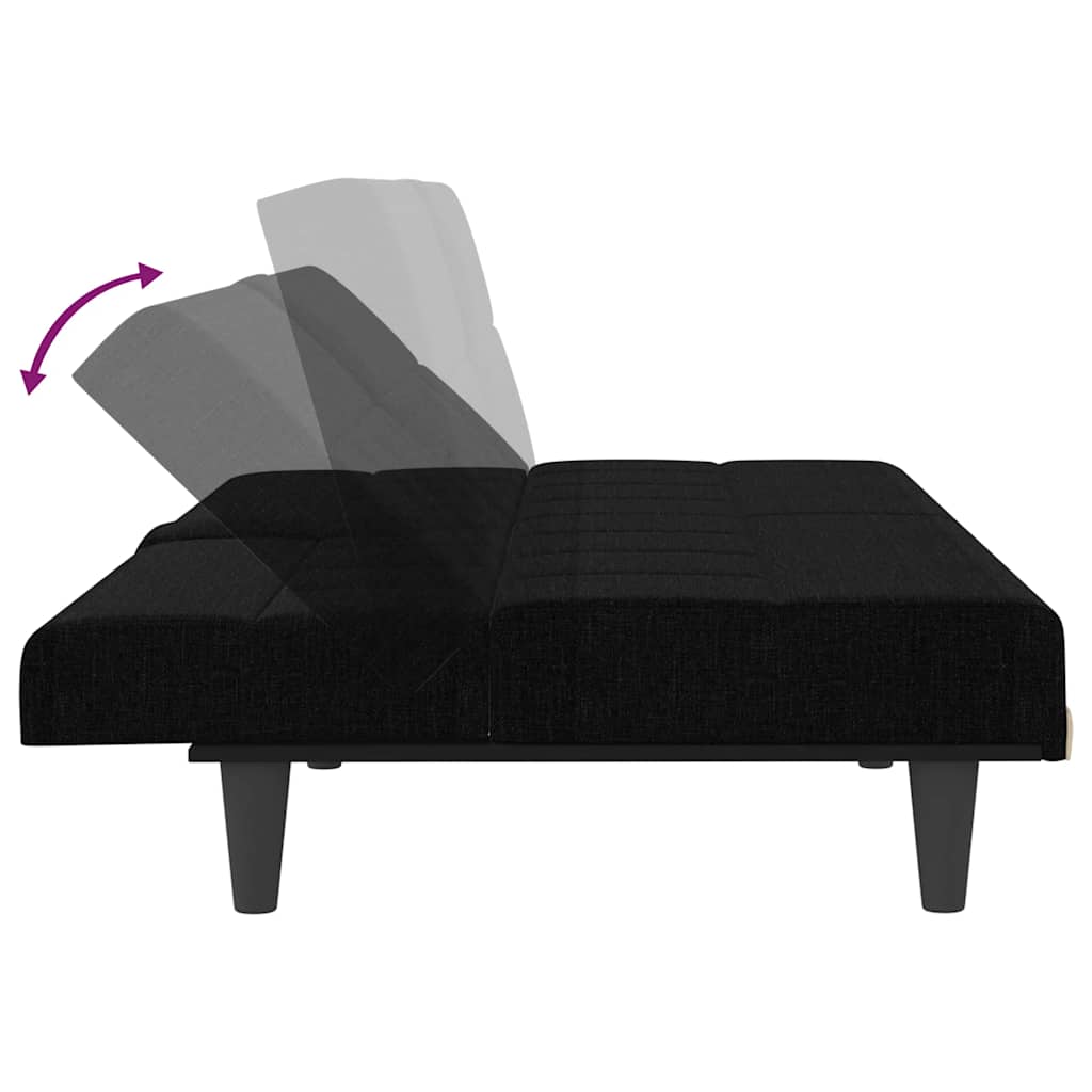 Canapé-lit avec porte-gobelets noir tissu - XIOS