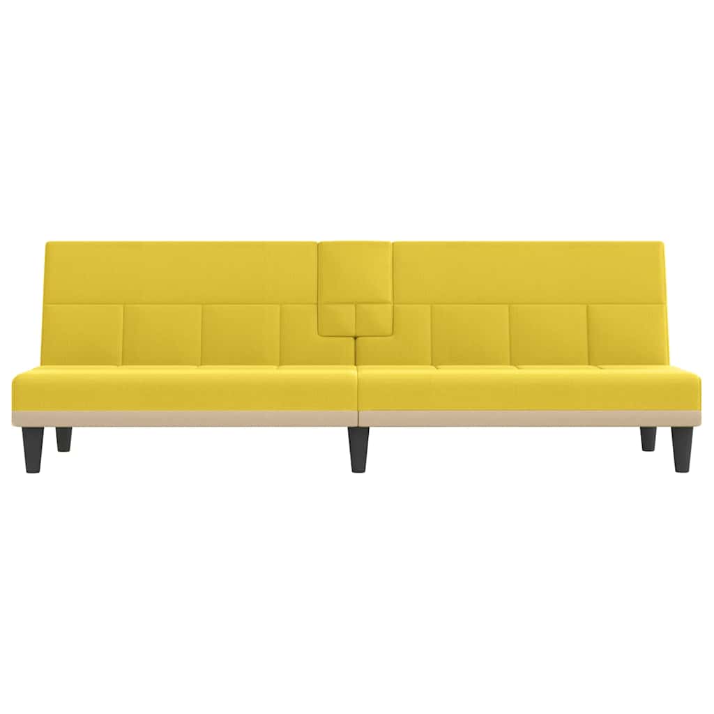 Canapé-lit avec porte-gobelets jaune clair tissu - XIOS