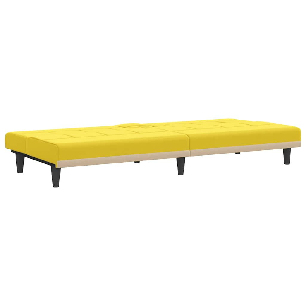 Canapé-lit avec porte-gobelets jaune clair tissu - XIOS