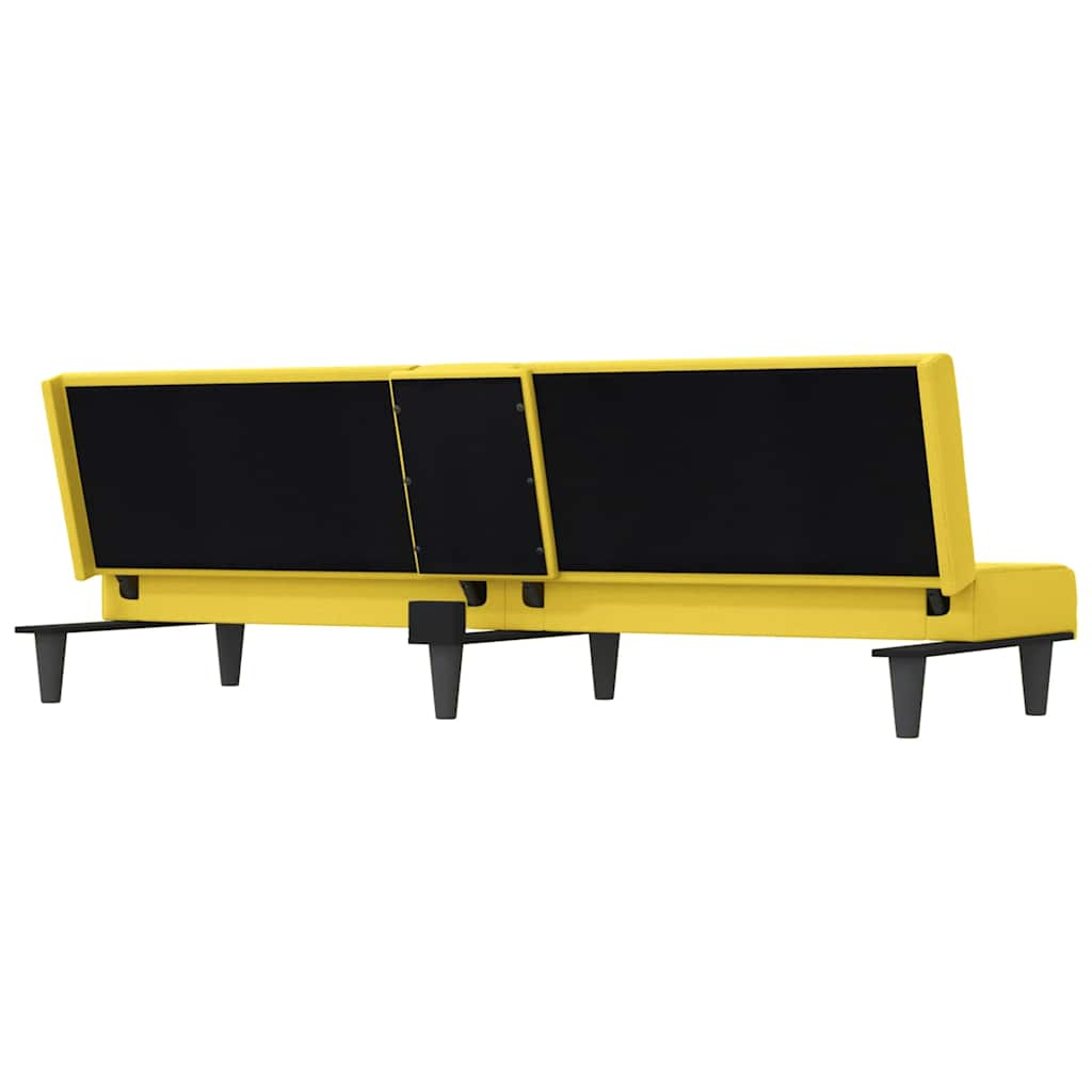 Canapé-lit avec porte-gobelets jaune clair tissu - XIOS