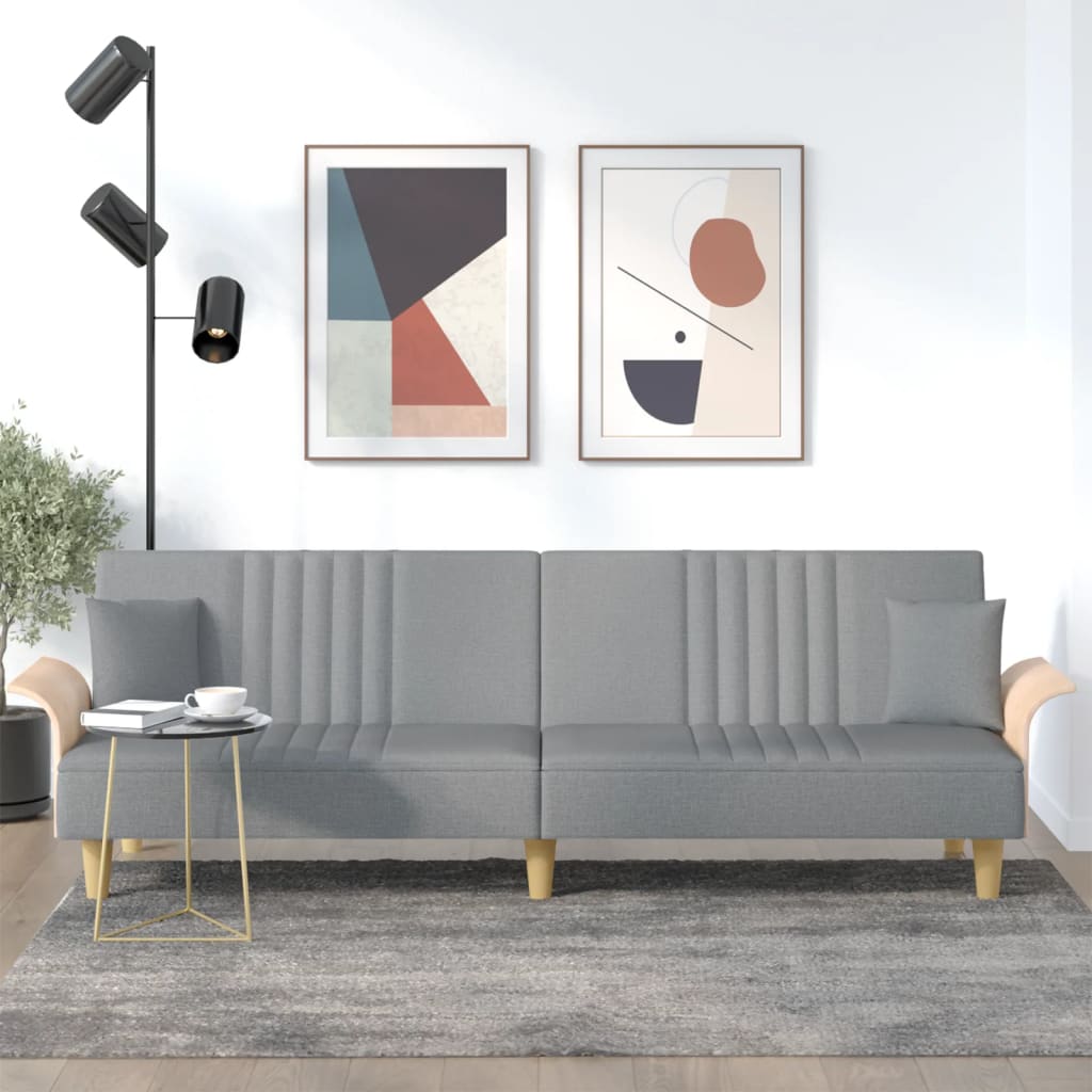 Canapé-lit avec accoudoirs gris clair tissu - XIOS