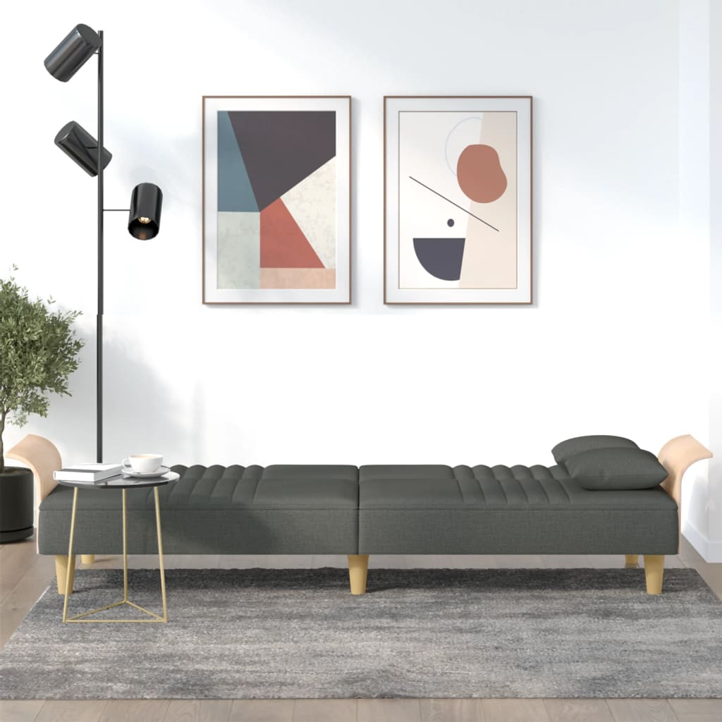 Canapé-lit avec accoudoirs gris foncé tissu - XIOS