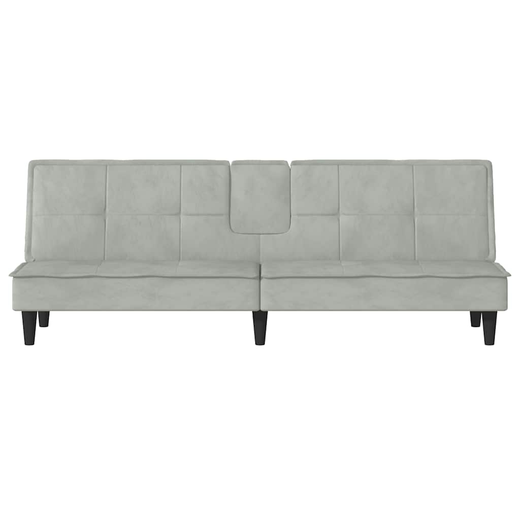 Canapé-lit avec porte-gobelets gris clair velours - XIOS