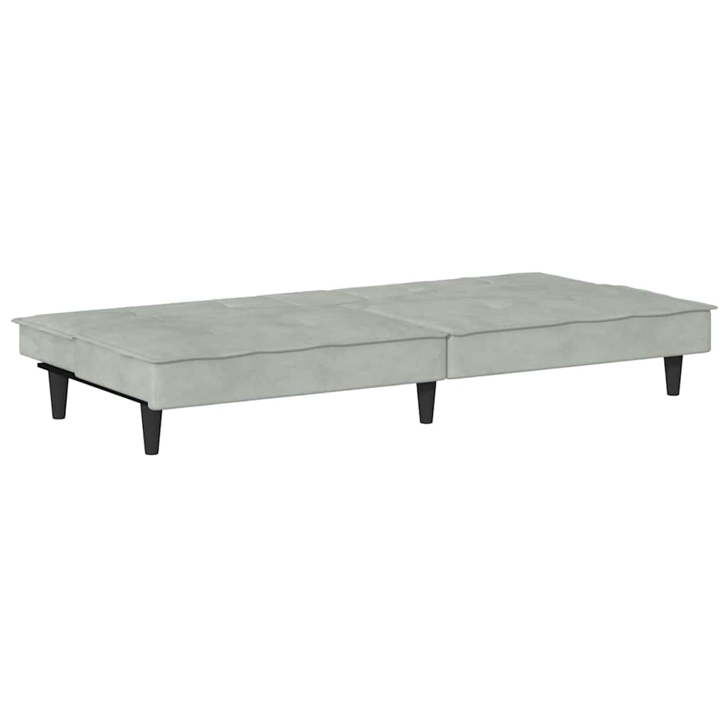 Canapé-lit avec porte-gobelets gris clair velours - XIOS