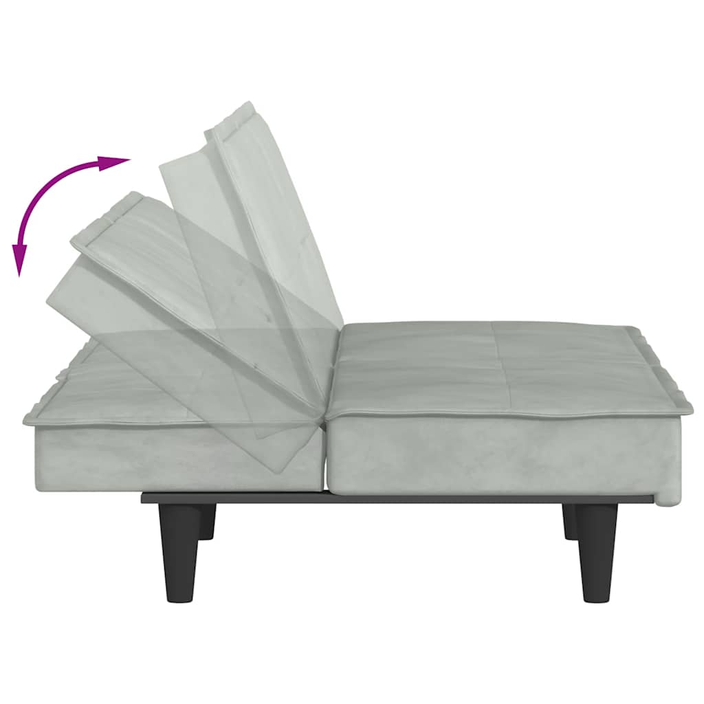 Canapé-lit avec porte-gobelets gris clair velours - XIOS