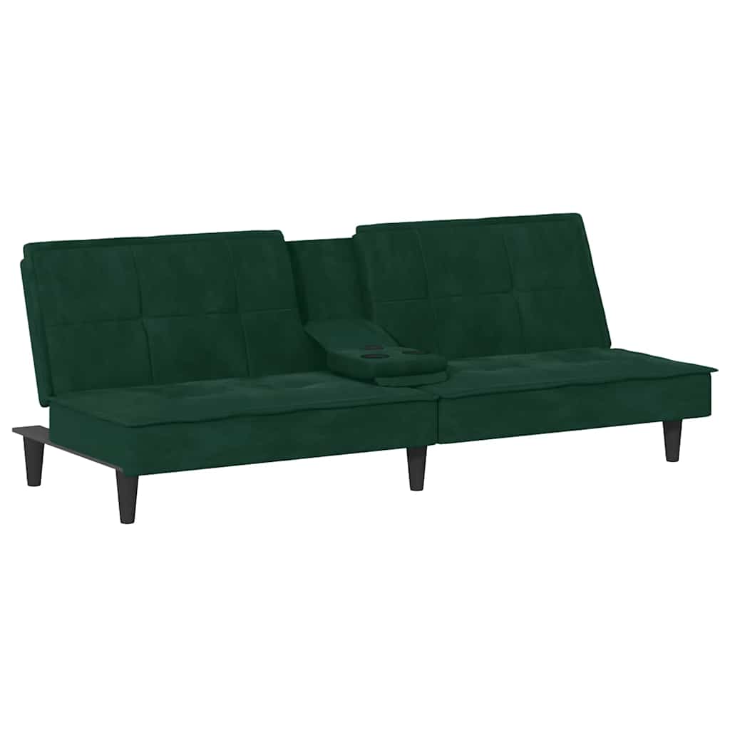 Canapé-lit avec porte-gobelets vert foncé velours - XIOS