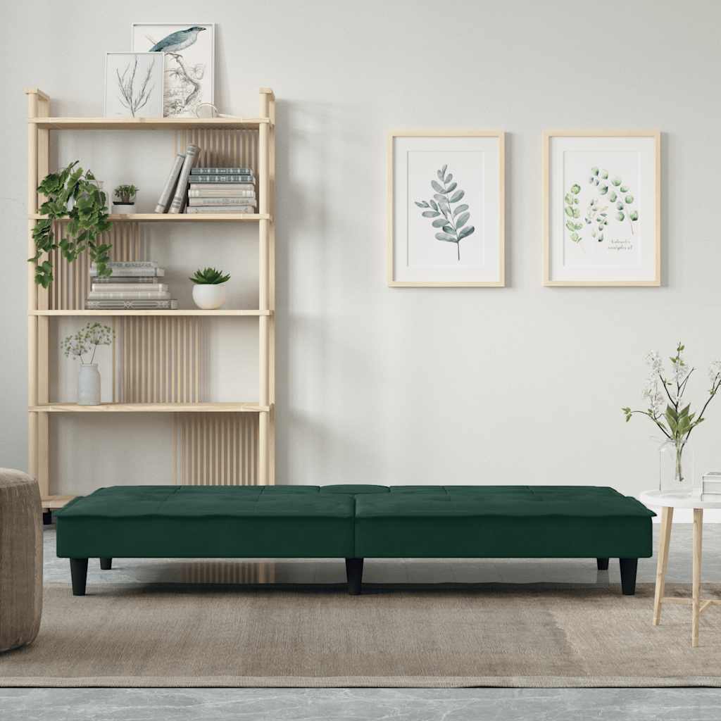 Canapé-lit avec porte-gobelets vert foncé velours - XIOS