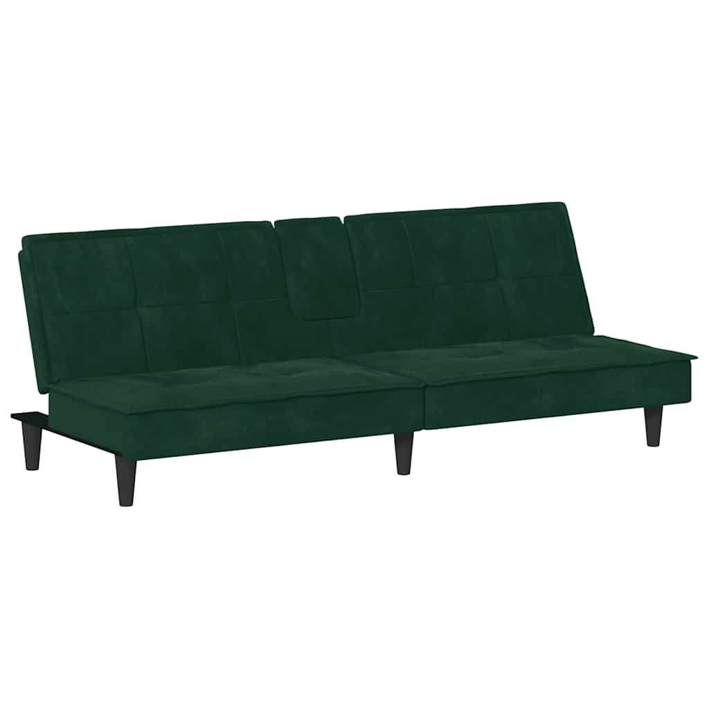 Canapé-lit avec porte-gobelets vert foncé velours - XIOS