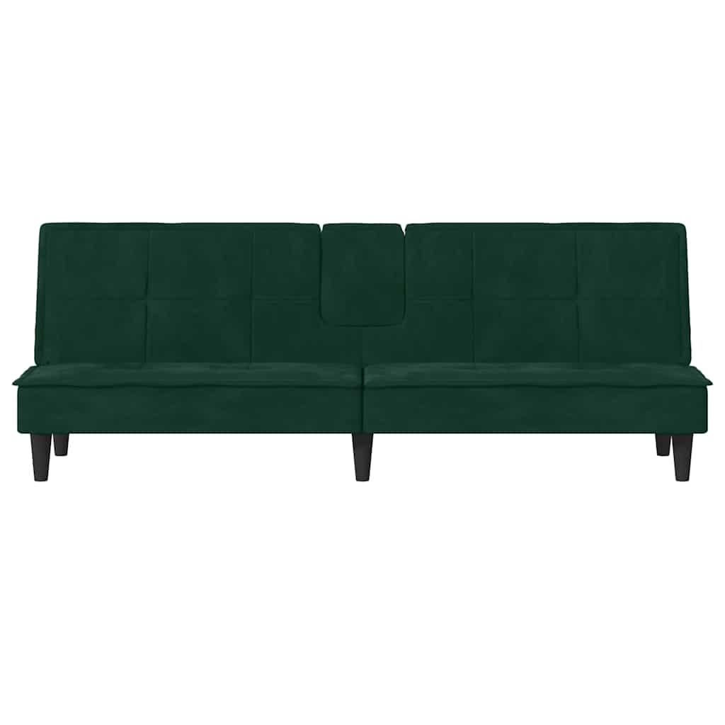 Canapé-lit avec porte-gobelets vert foncé velours - XIOS