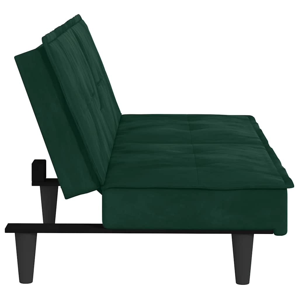 Canapé-lit avec porte-gobelets vert foncé velours - XIOS