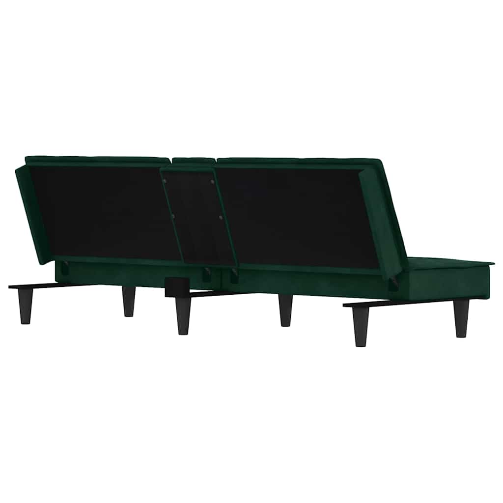 Canapé-lit avec porte-gobelets vert foncé velours - XIOS