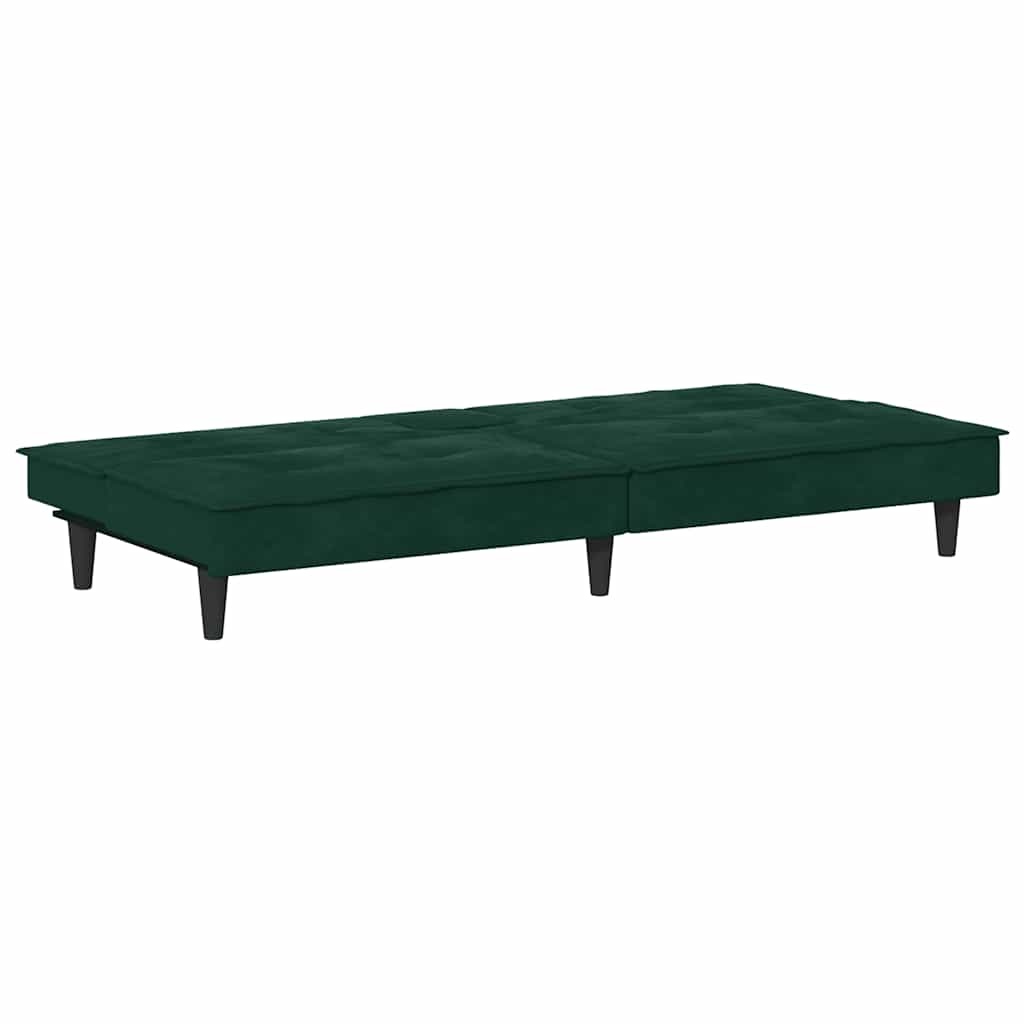 Canapé-lit avec porte-gobelets vert foncé velours - XIOS