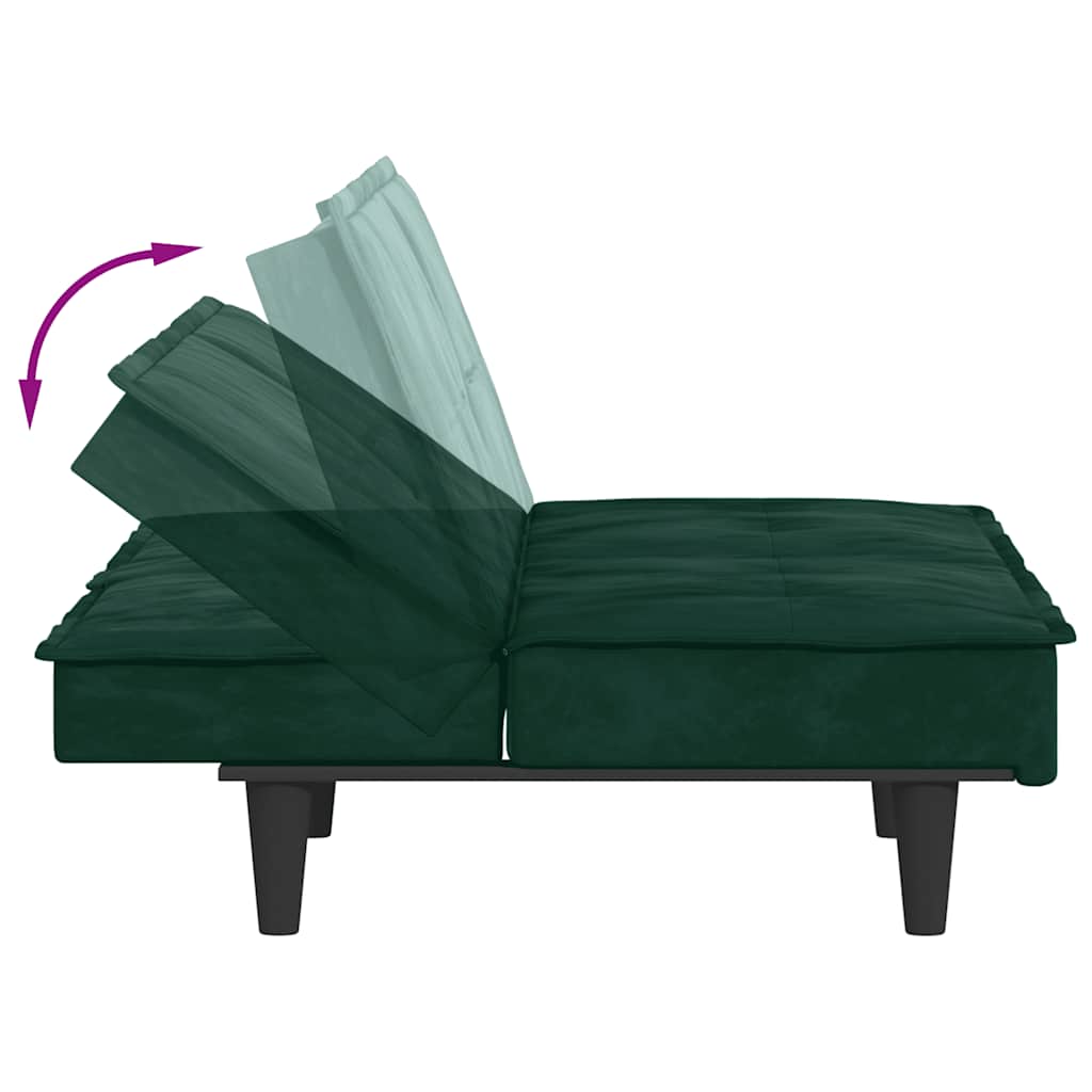 Canapé-lit avec porte-gobelets vert foncé velours - XIOS