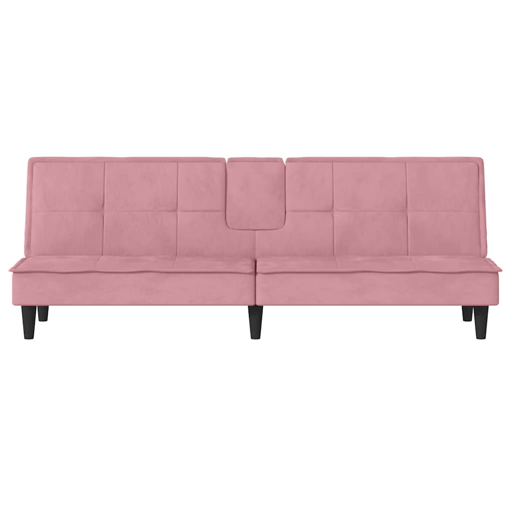 Canapé-lit avec porte-gobelets rose velours - XIOS