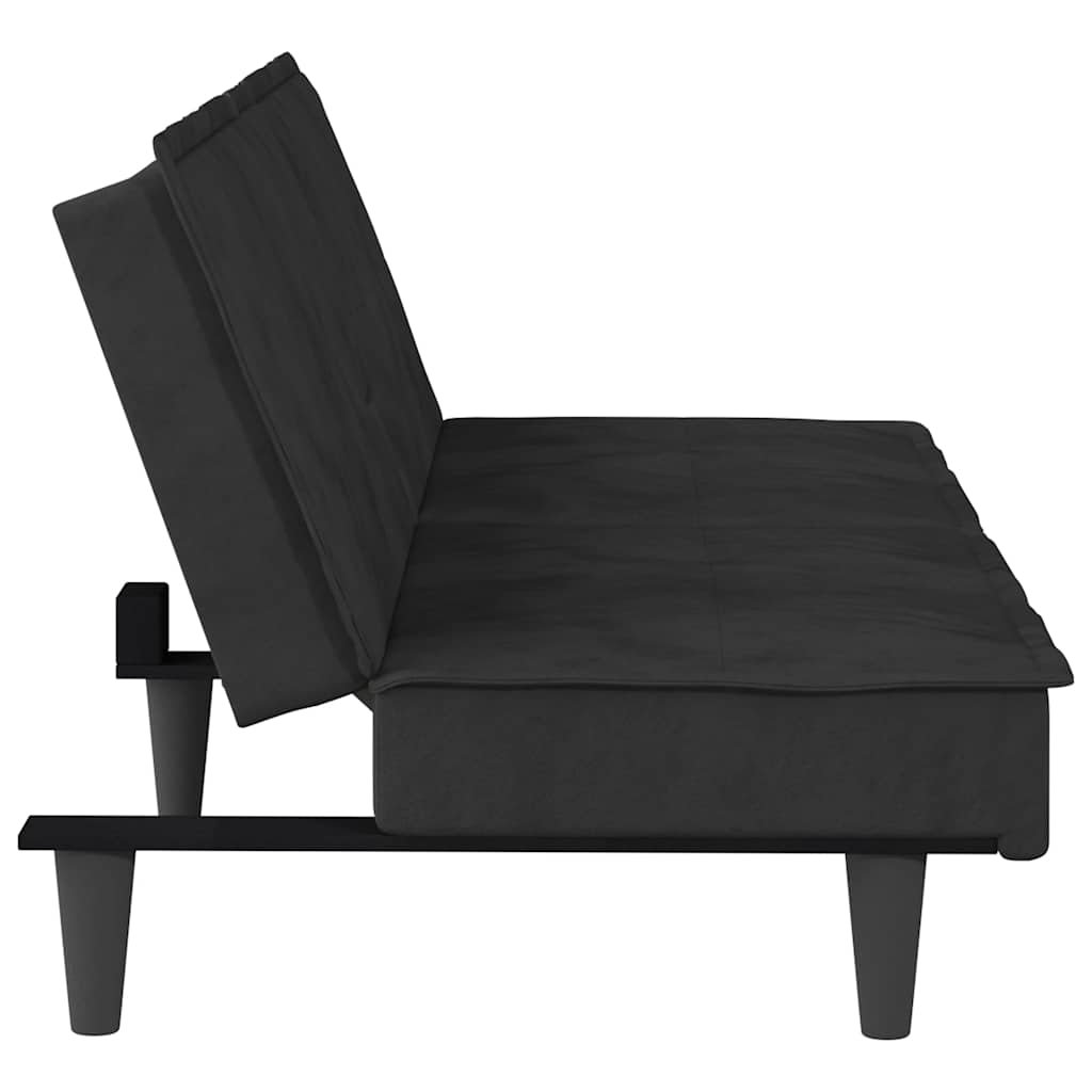 Canapé-lit avec porte-gobelets noir velours - XIOS