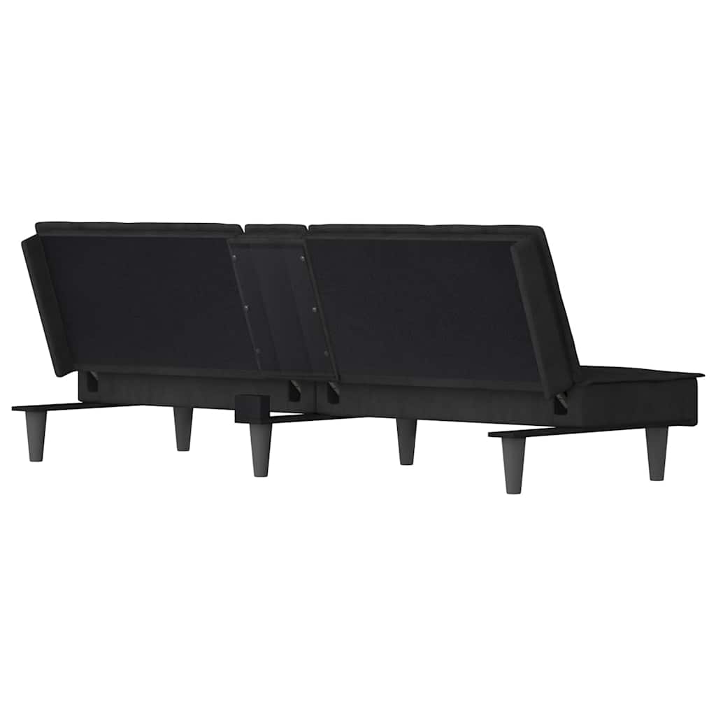 Canapé-lit avec porte-gobelets noir velours - XIOS