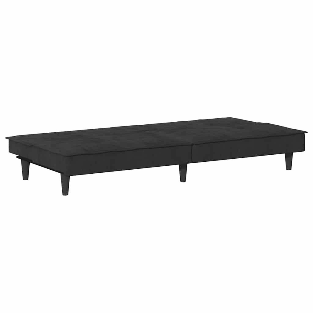 Canapé-lit avec porte-gobelets noir velours - XIOS