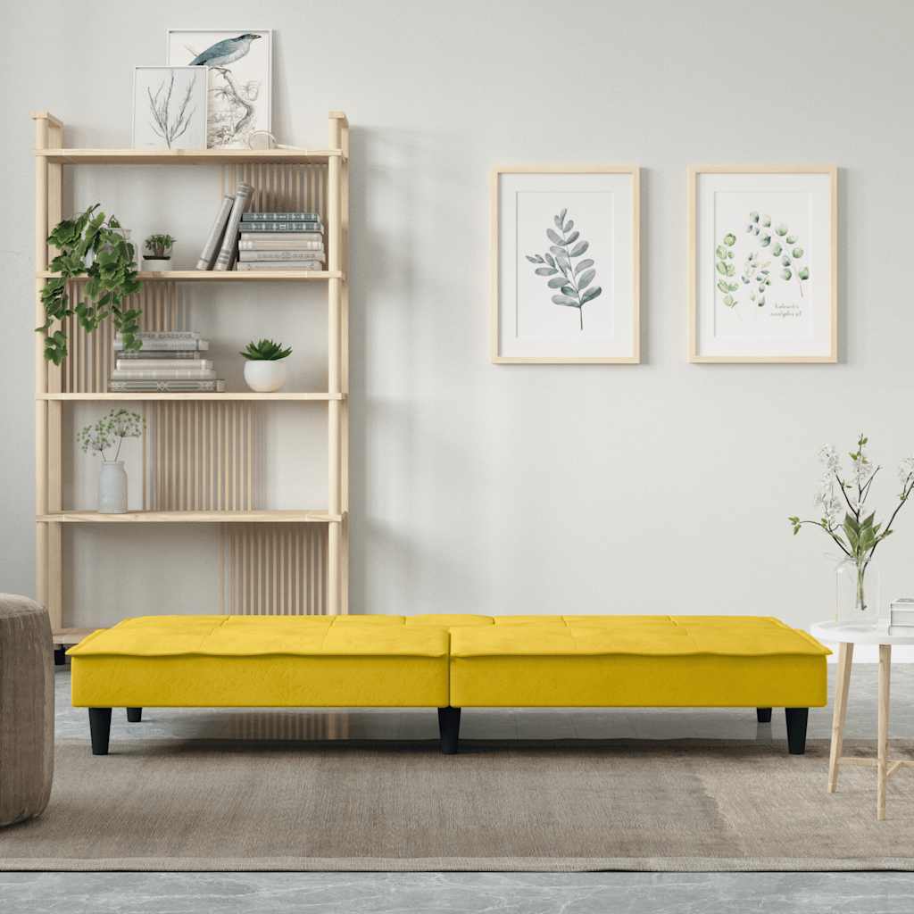 Canapé-lit avec porte-gobelets jaune velours - XIOS