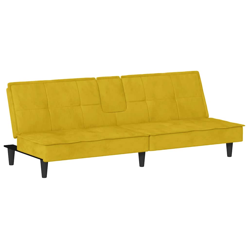 Canapé-lit avec porte-gobelets jaune velours - XIOS