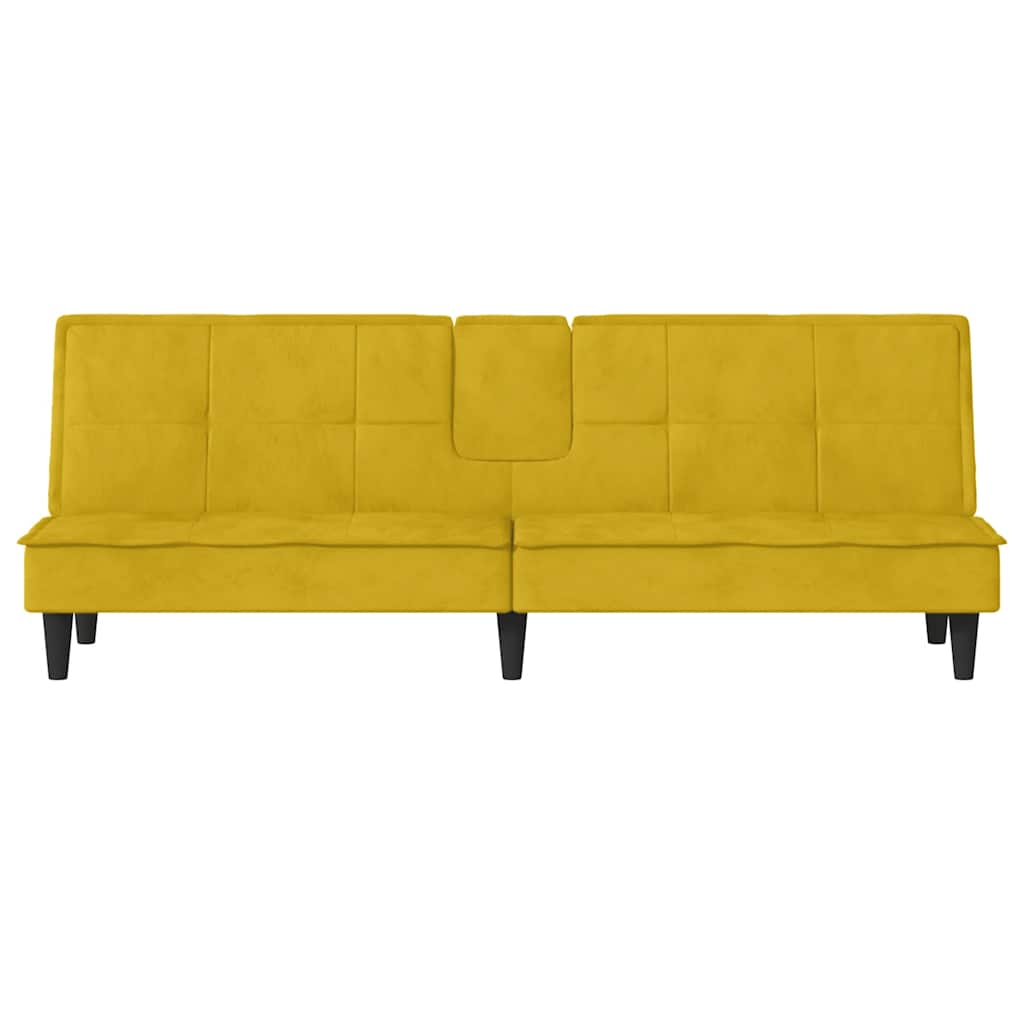 Canapé-lit avec porte-gobelets jaune velours - XIOS