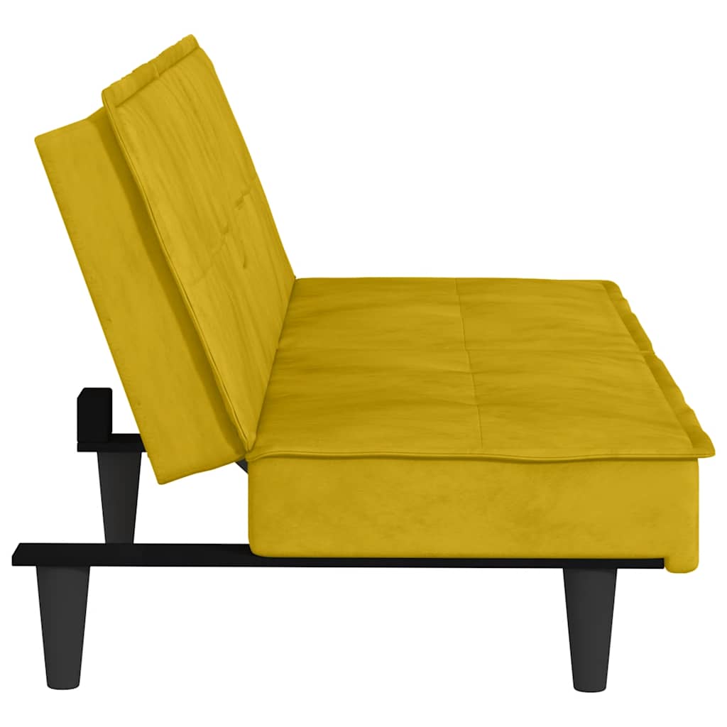 Canapé-lit avec porte-gobelets jaune velours - XIOS